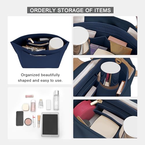 LOUKAYCCI Felt Purse Organizer Insert for Longchamp Le Pliage S Handbag Insert (Dark Blue, Small) - Image 5