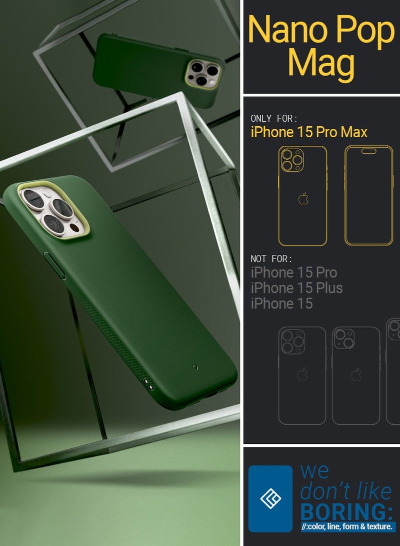 Caseology غطاء حماية نانو بوب ماج ماج سيف لجهاز ايفون 15 برو ماكس من الدرجة العسكرية - اخضر - Image 2