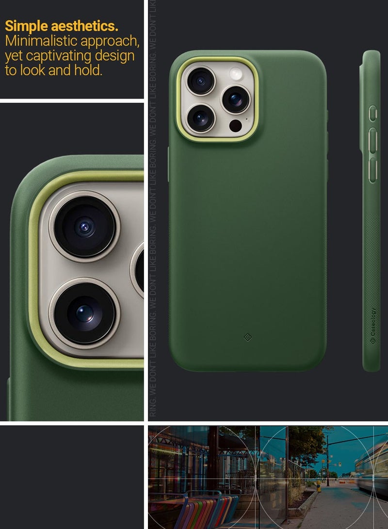 Caseology غطاء حماية نانو بوب ماج ماج سيف لجهاز ايفون 15 برو ماكس من الدرجة العسكرية - اخضر - Image 3