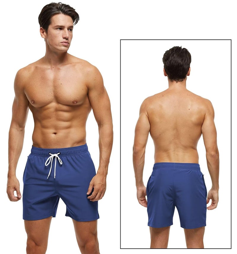 Tyhengta Men's Swim Trunks Bathing Suits with Zipper Pockets and Mesh Lining Navy 32 - Image 2