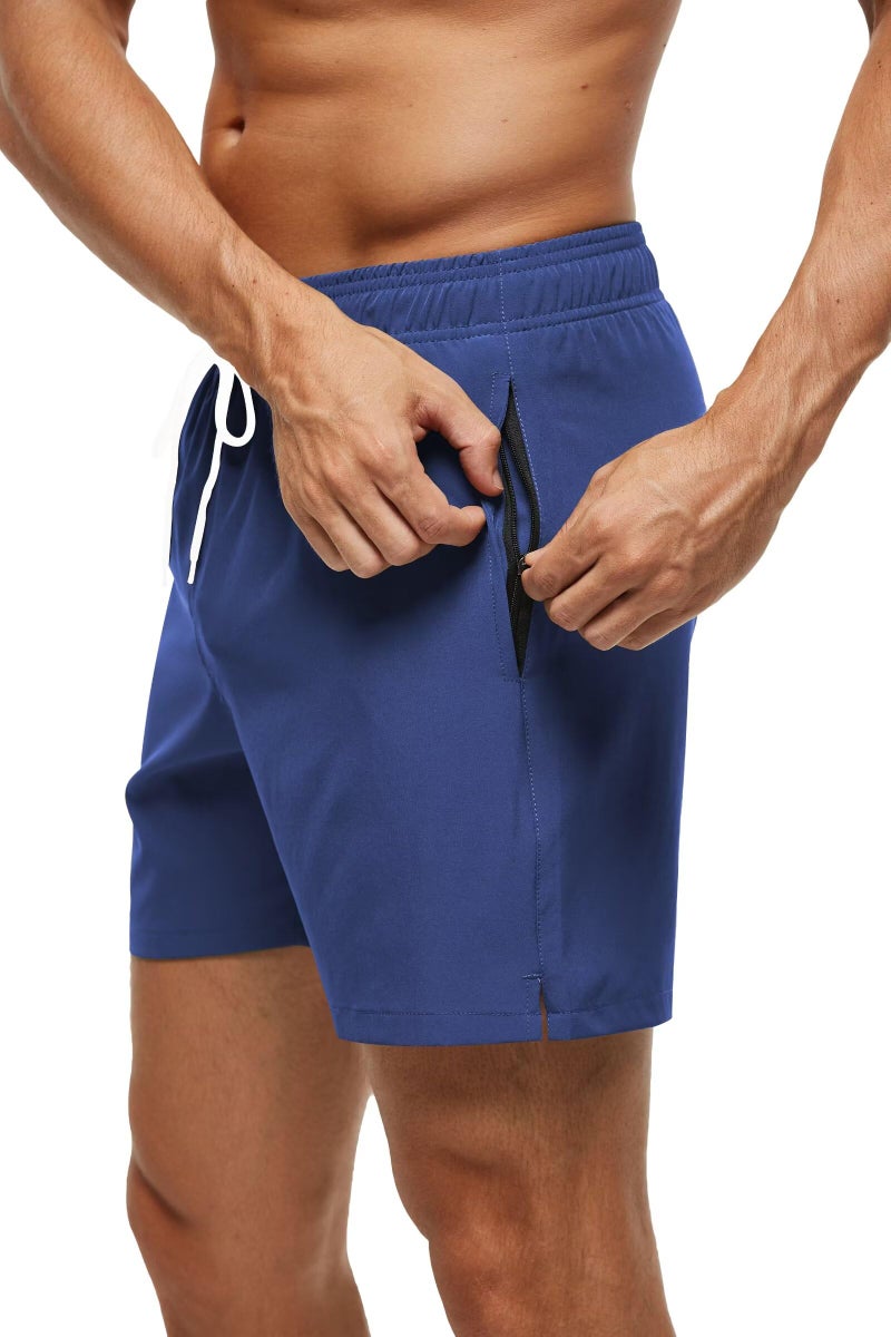 Tyhengta Men's Swim Trunks Bathing Suits with Zipper Pockets and Mesh Lining Navy 32 - Image 5