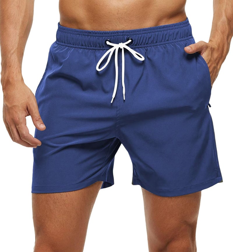 Tyhengta Men's Swim Trunks Bathing Suits with Zipper Pockets and Mesh Lining Navy 32 - Image 1