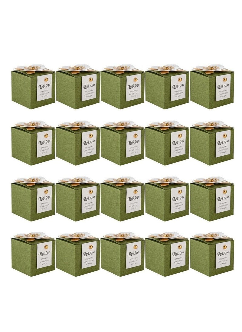 Captaintech Elegant Green Wedding Party Favor Boxes, 20 Pcs Candy Boxes with Gold Ribbons for Bridal Shower Baby Shower Birthday Celebration  - Image 1
