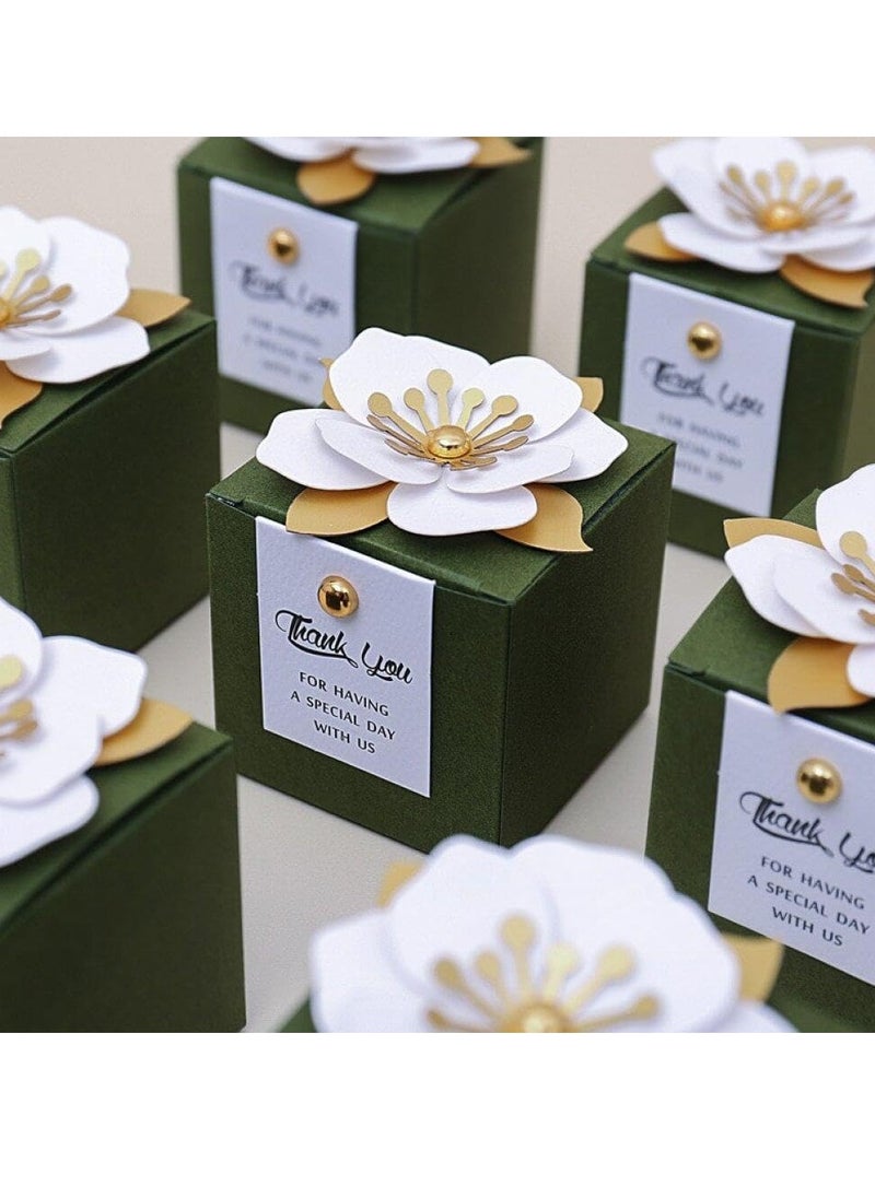 Captaintech Elegant Green Wedding Party Favor Boxes, 20 Pcs Candy Boxes with Gold Ribbons for Bridal Shower Baby Shower Birthday Celebration  - Image 2