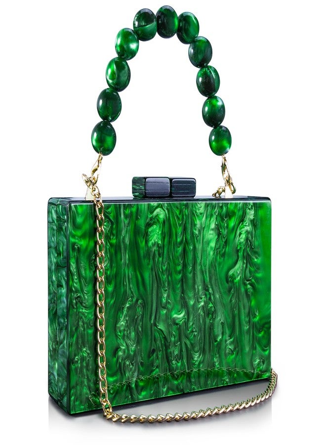 Gets Acrylic Clutch Purse for Women with Acrylic Beads Chain Cute Purses and Handbags for Women Wedding Banquet (X Blackish Green) - Image 2
