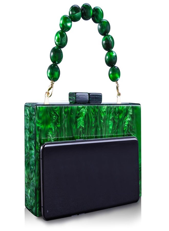 Gets Acrylic Clutch Purse for Women with Acrylic Beads Chain Cute Purses and Handbags for Women Wedding Banquet (X Blackish Green) - Image 3