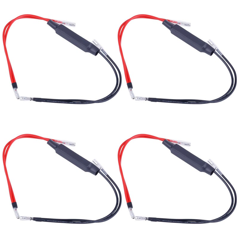 Kinstecks Motorcycle Resistor 4PCS 12V Motorbike Turn Signal Indicator Resistor Adaptor Flash Fix Error LED for Motorcycle Motorbike-10Ohm Black Red