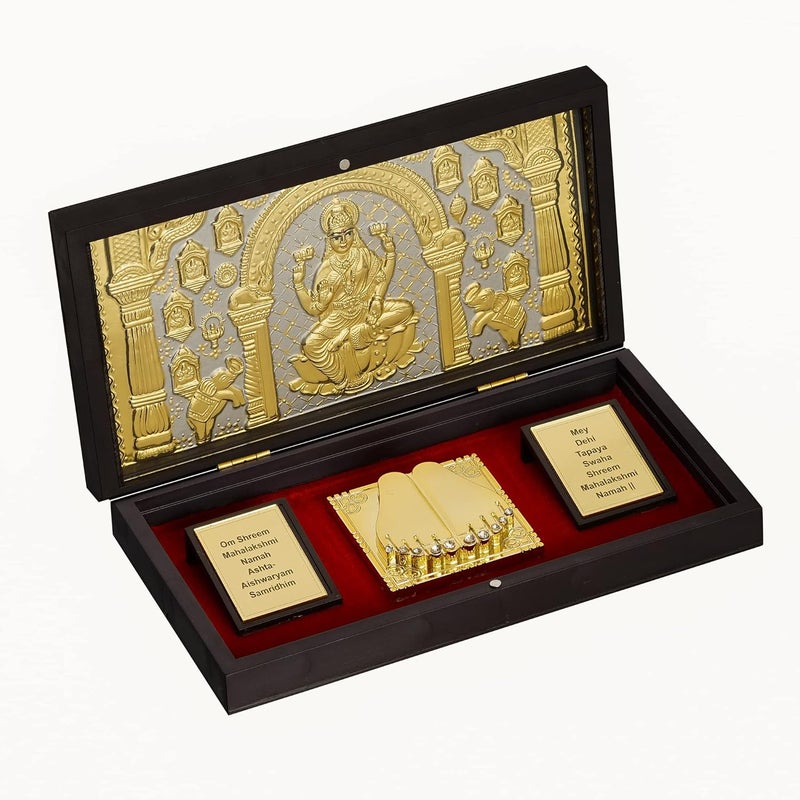 KUSHAL CREATION 24K Gold Plated Shree Ashta lakshmi Photo Frame with Charan Paduka - Image 2
