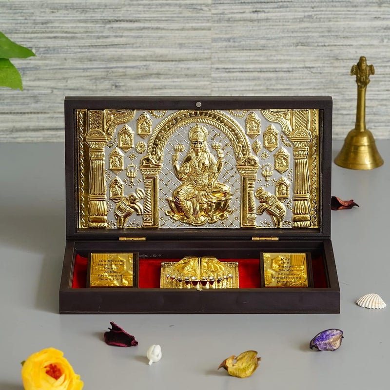 KUSHAL CREATION 24K Gold Plated Shree Ashta lakshmi Photo Frame with Charan Paduka - Image 1