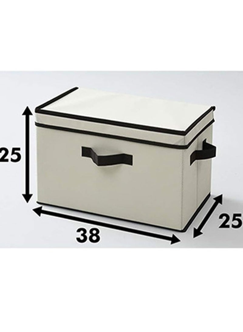 Generic Set of 2 Brown Fabric Storage Boxes with Lids – Clothes, Shoes, Toys Organizer  - Image 3