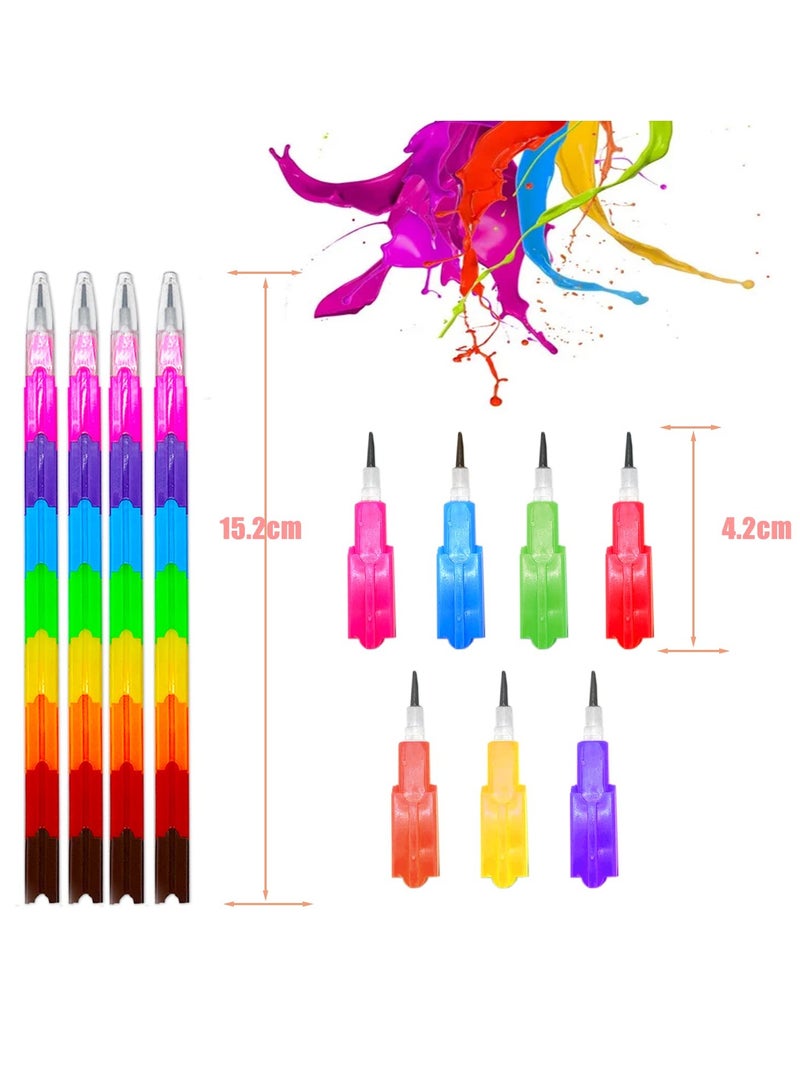 Excefore Stacking Pencils, 30 Pcs Non-Sharpening Stackable Pencil, Rainbow Buildable Pencil for Kids Writing, Drawing, Party Favor, School Supplies (8 Color) - Image 2