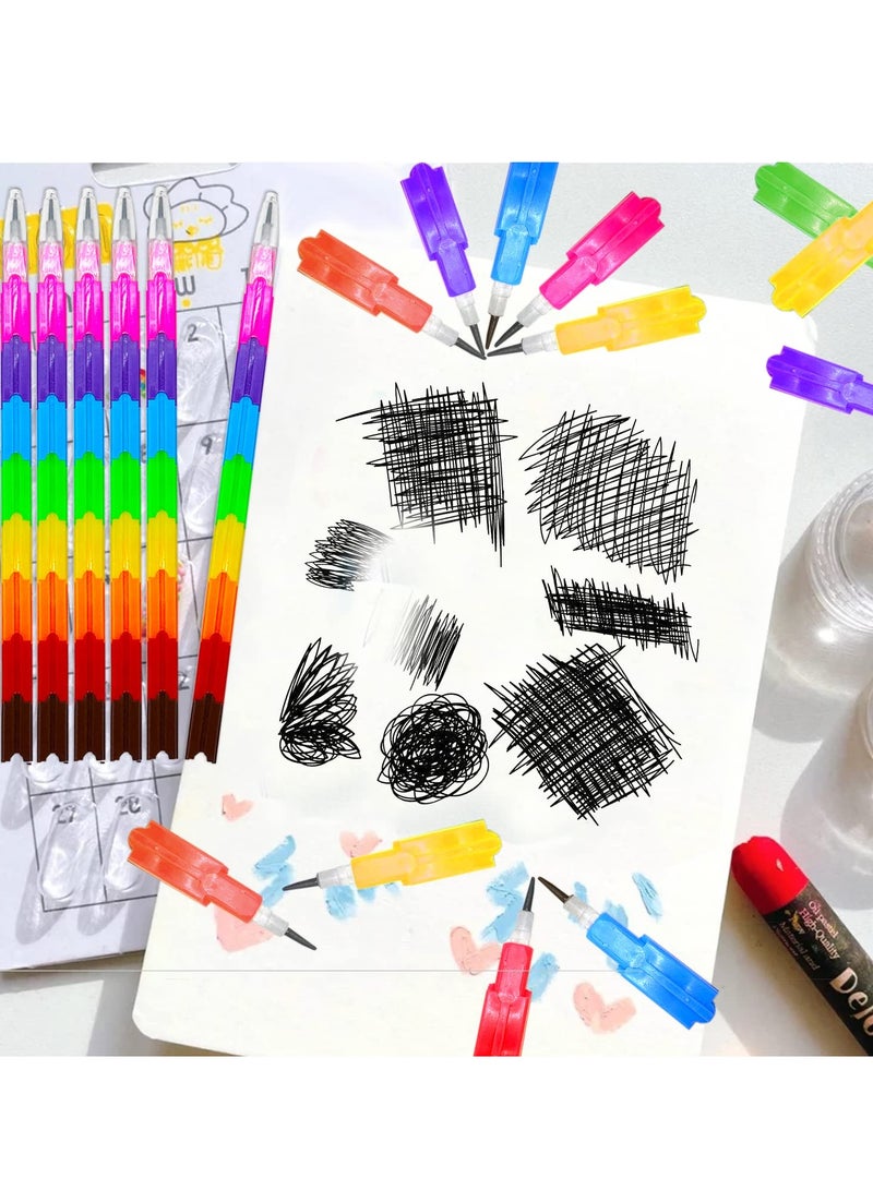 Excefore Stacking Pencils, 30 Pcs Non-Sharpening Stackable Pencil, Rainbow Buildable Pencil for Kids Writing, Drawing, Party Favor, School Supplies (8 Color) - Image 3