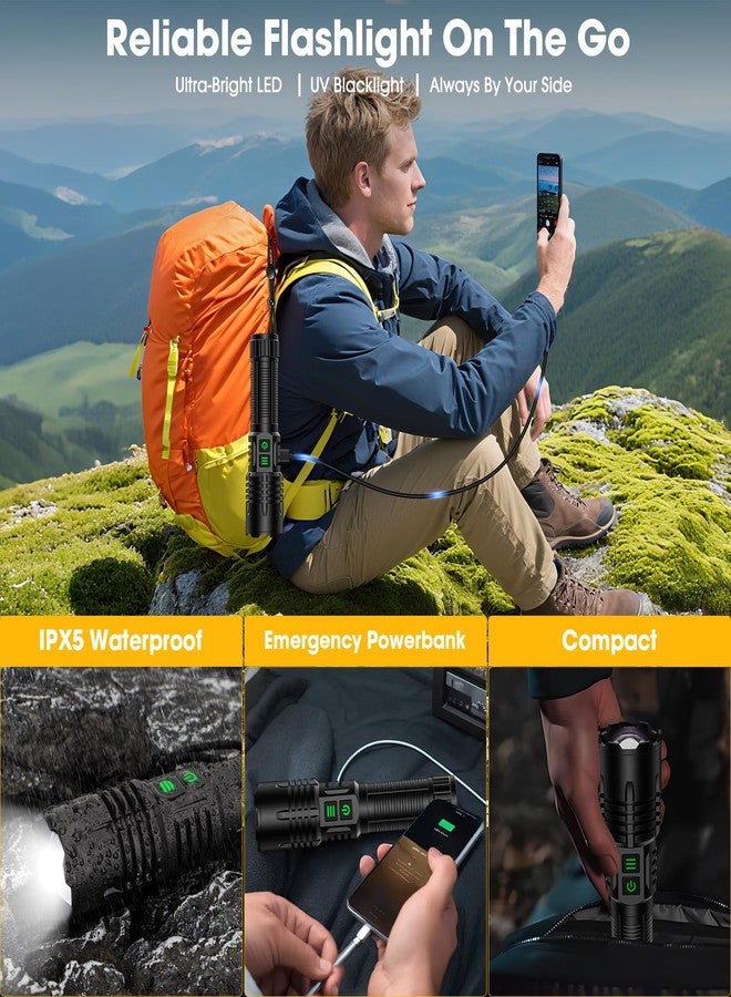 Hoxida UV Blacklight&High Lumens Flashlight Rechargeable, Powerful Blacklight Flashlights for Pet Urine Detection, Resin Curing, Scorpion, Zoomable Waterproof Tactical LED Flashlight for Camping, Emgergency - Image 5
