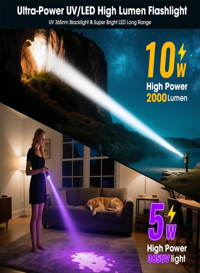 Hoxida UV Blacklight&High Lumens Flashlight Rechargeable, Powerful Blacklight Flashlights for Pet Urine Detection, Resin Curing, Scorpion, Zoomable Waterproof Tactical LED Flashlight for Camping, Emgergency - Image 2