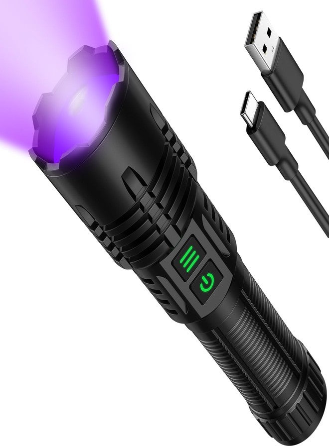 Hoxida UV Blacklight&High Lumens Flashlight Rechargeable, Powerful Blacklight Flashlights for Pet Urine Detection, Resin Curing, Scorpion, Zoomable Waterproof Tactical LED Flashlight for Camping, Emgergency - Image 1