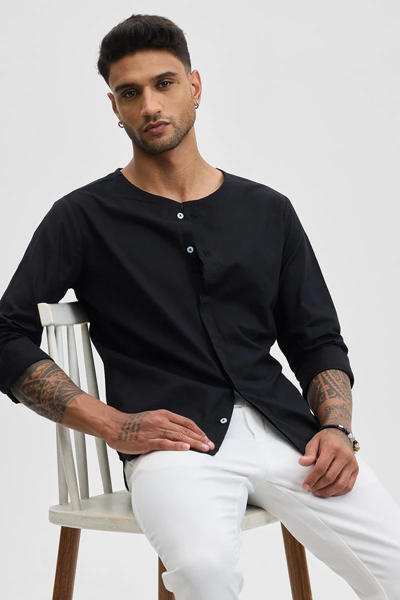 SNITCH Black Slim Fit Shirt
