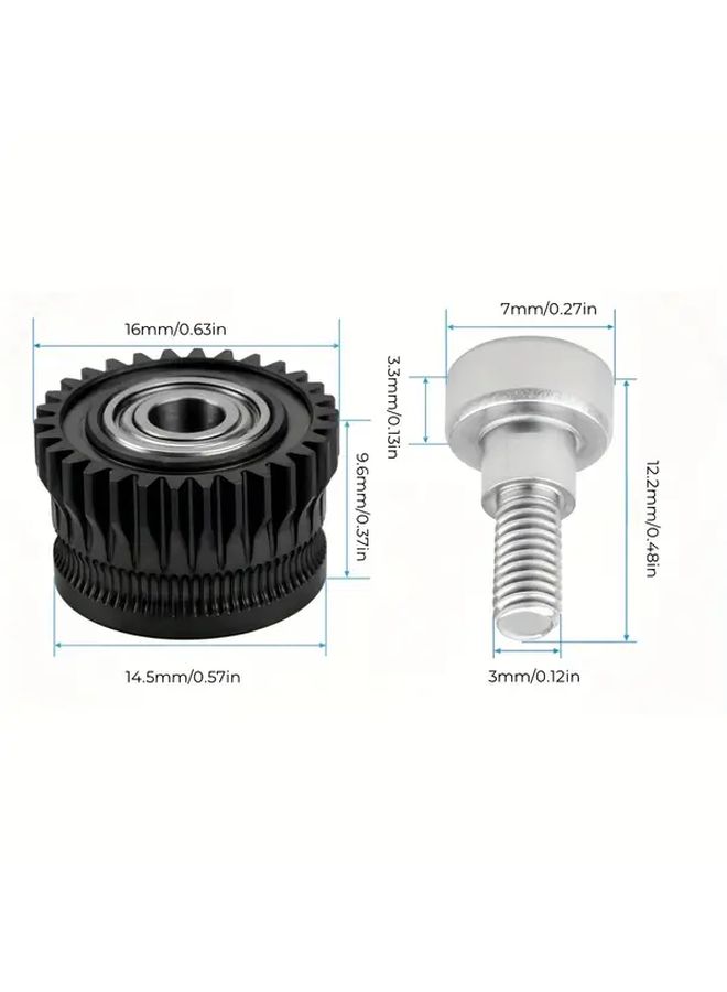 مجموعة تروس البثق المعدنية بالكامل باللون الأسود، مكونة من قطعتين، لطابعات K1 وK1C وK1 Max وEnder 3 V3 وV3 Plus ثلاثية الأبعاد - Image 2