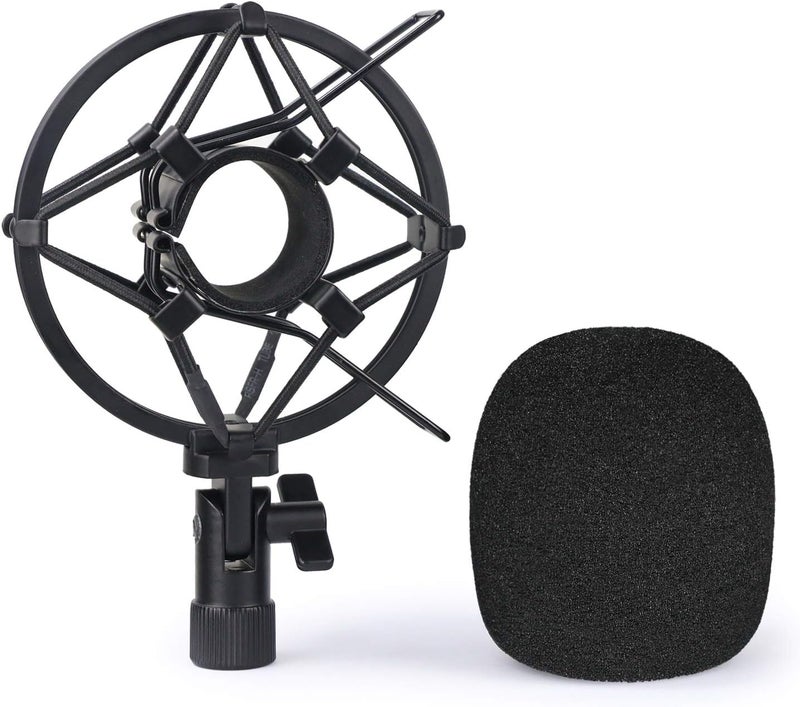 SUNMON Q2U Microphone Shock Mount Holder with Foam Windscreen for Absorbe Vibration and Noise, Pop Filter Suitable for Samson Q2U USB/XLR Dynamic Mic - Image 1