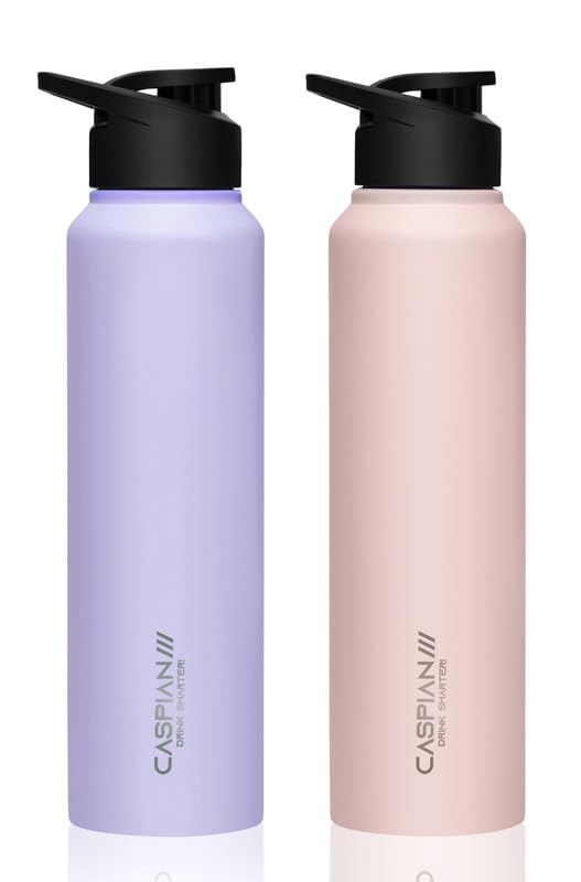 CASPIAN /// HIke ISI Certified Stainless Steel Water Bottle 1 ltr. (Purple & Light Pink, 1 Litre, Set of 2) | Leak Proof Sipper for Fridge Home Office Travel School Kids Boys Girls Adults Sports Gym - Image 1