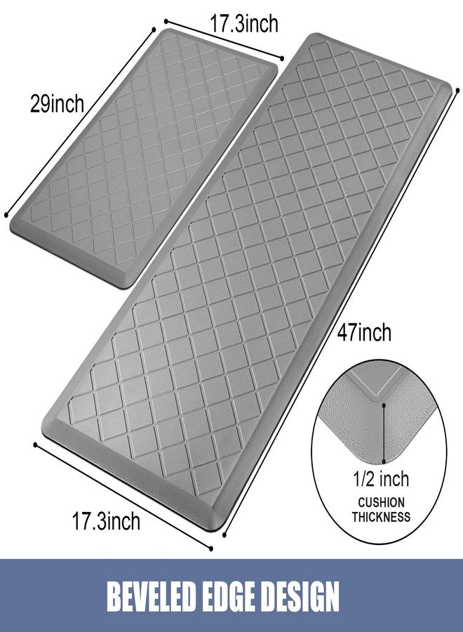 WEZVIX Cushioned Kitchen Mat 2 PCS, Anti Fatigue Kitchen Rugs, Heavy Duty Non-Skid, Ergonomic Comfort Foam Kitchen Floor Mat for Home, Office, Sink, Laundry - Grey - Image 3