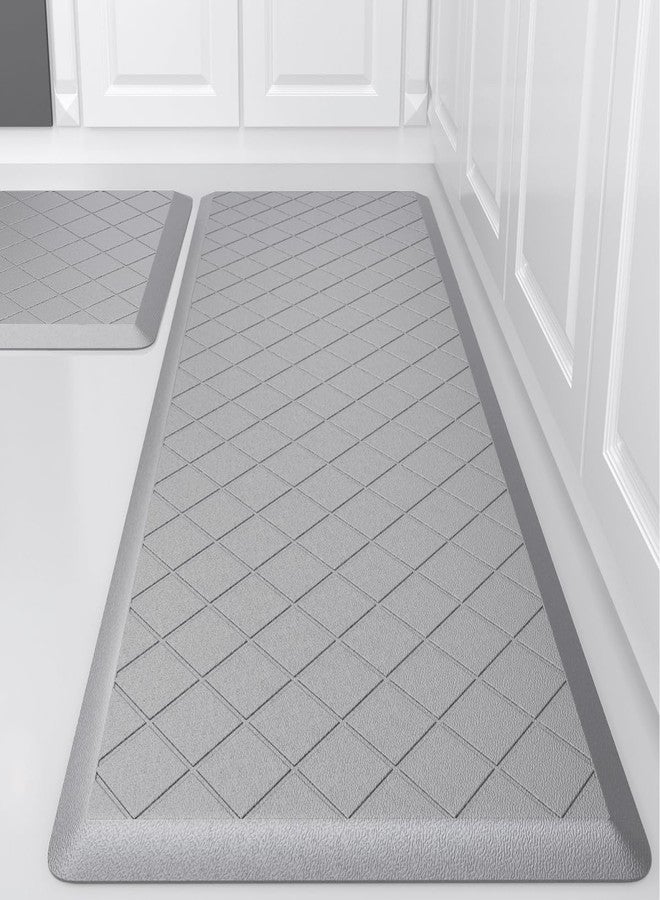 WEZVIX Cushioned Kitchen Mat 2 PCS, Anti Fatigue Kitchen Rugs, Heavy Duty Non-Skid, Ergonomic Comfort Foam Kitchen Floor Mat for Home, Office, Sink, Laundry - Grey - Image 1