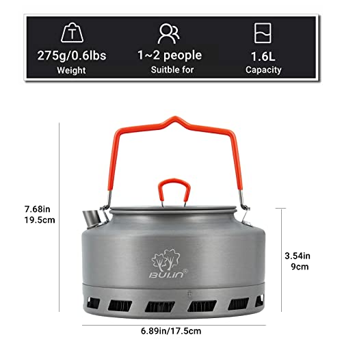 Bulin Camping Kettle 1.6L Heat Exchange Camp Tea Coffee Pot Lightweight Outdoor Hiking Gear Portable Teapot - Image 2