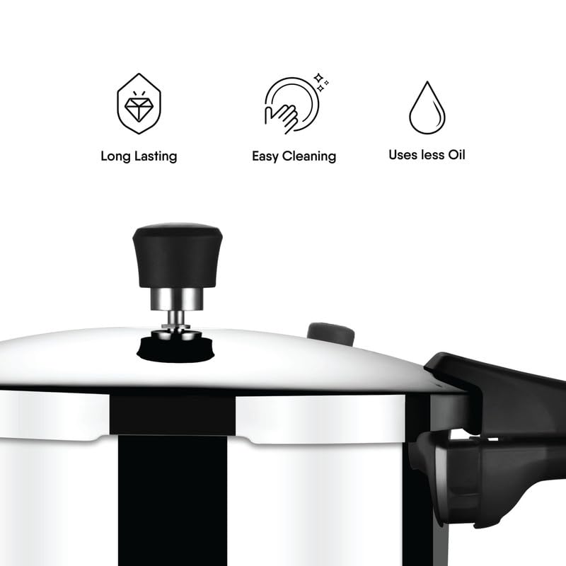 Stahl Xpress Triply 2.5 Liters Broad & 3 Liters Tall Pressure Cooker Combo | Stainless Steel Outer Lid Induction and Gas Stove Compatible | 5 Years Warranty - Image 5