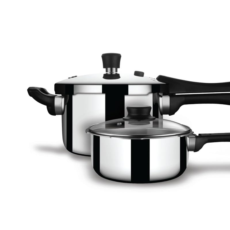 Stahl Xpress Triply 2.5 Liters Broad & 3 Liters Tall Pressure Cooker Combo | Stainless Steel Outer Lid Induction and Gas Stove Compatible | 5 Years Warranty - Image 1