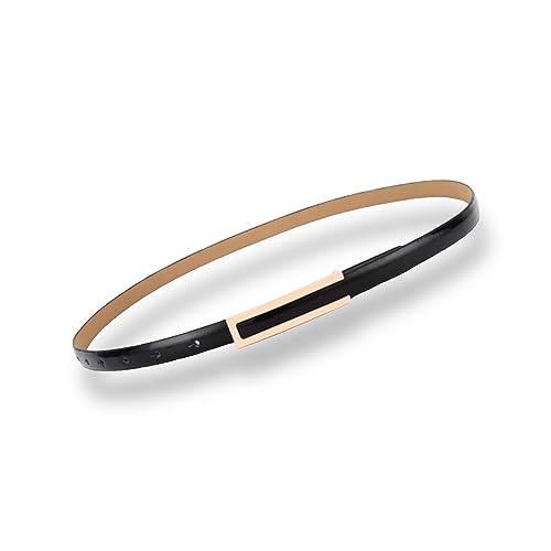 CaserBay Women's Belt Fashion Elegant Dress Skinny Patent Leather Belts Waistband Thin Waist Belt Alloy Gold Buckle, Black, For Waist 28"- 34", Women Size S-M, 4-6 - Image 2