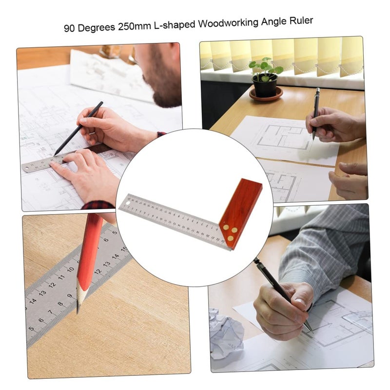 L Shaped Woodworking Angle Ruler 250mm Square Protractor Easy Hold Carpenter Tool - Image 5