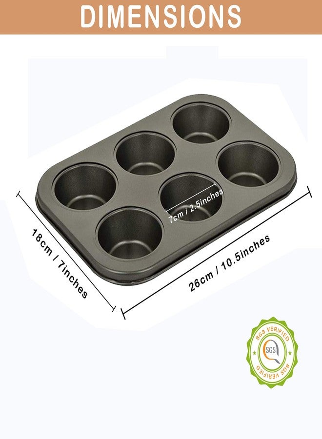 PureBake Muffin Tray with 6 Cavities and 100 Muffin Liners - SGS Certified Non-Stick Bakeware, Oven Safe, Microwave Safe, Dishwasher Safe, Carbon Steel Cupcake Mould for Baking - 1PCS, Black - Image 2