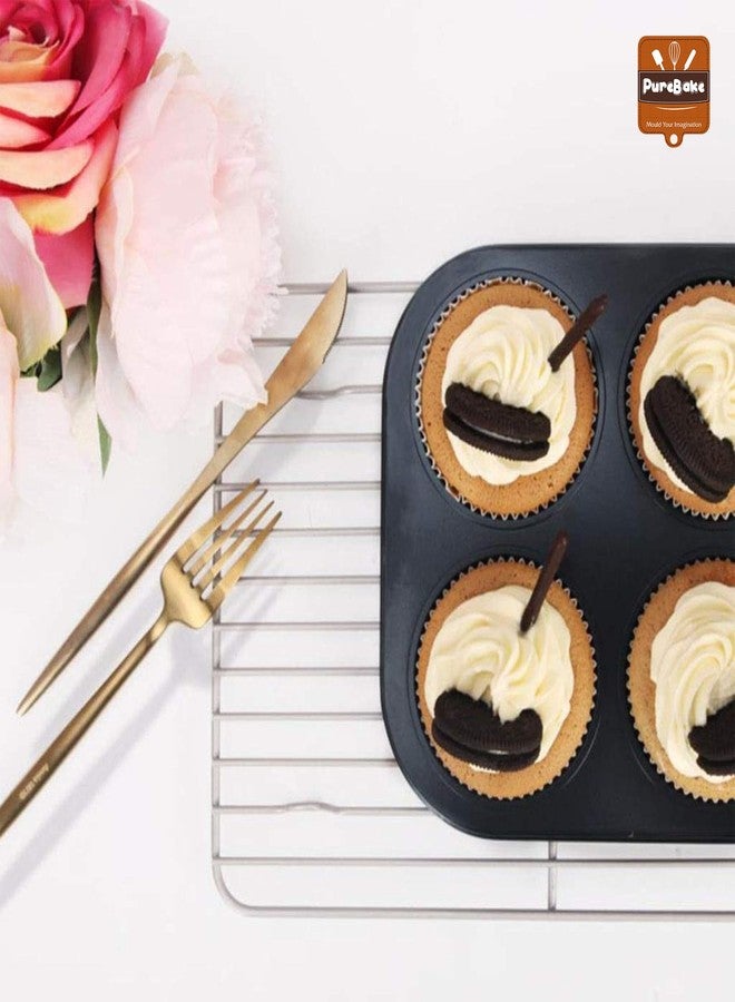PureBake Muffin Tray with 6 Cavities and 100 Muffin Liners - SGS Certified Non-Stick Bakeware, Oven Safe, Microwave Safe, Dishwasher Safe, Carbon Steel Cupcake Mould for Baking - 1PCS, Black - Image 5