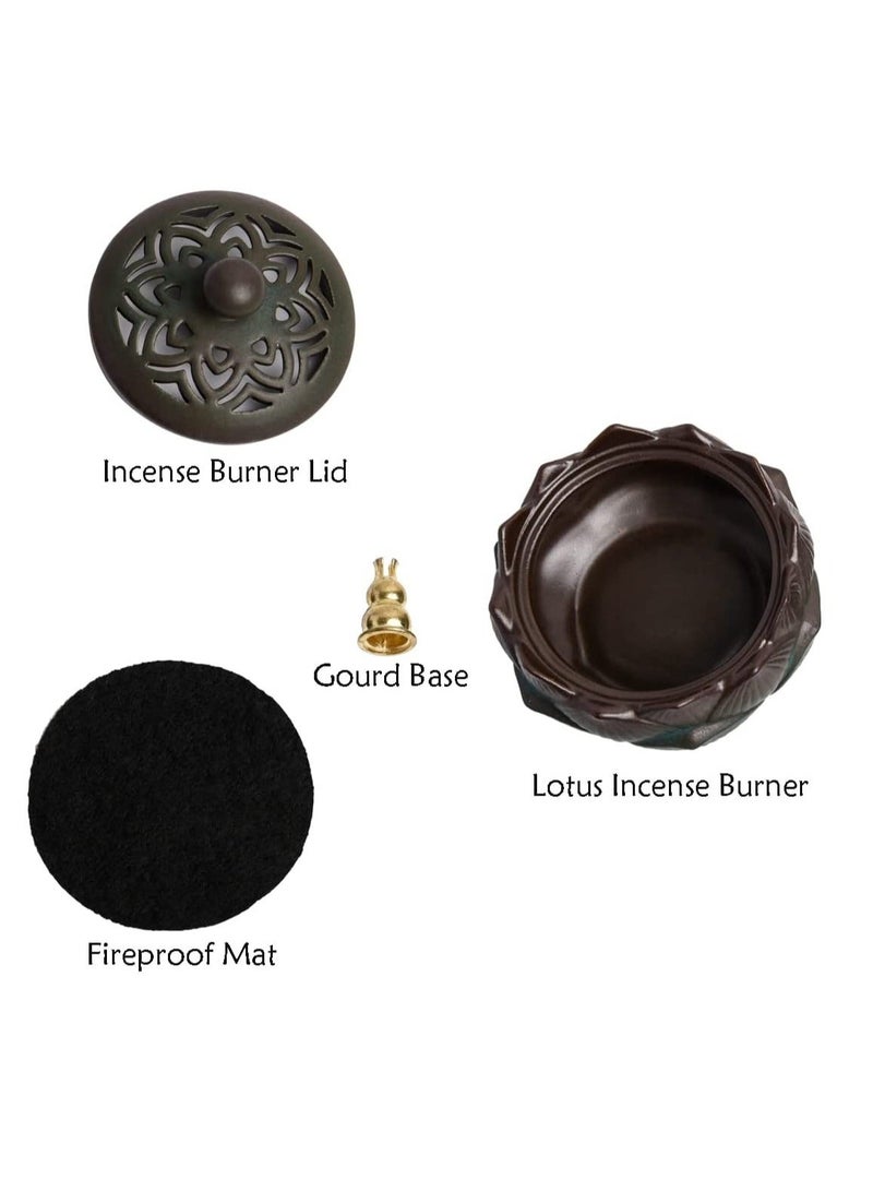 Incense Holder Ceramic Lotus for Cone Stick and Coil Set Office Yoga Livingroom - Image 4