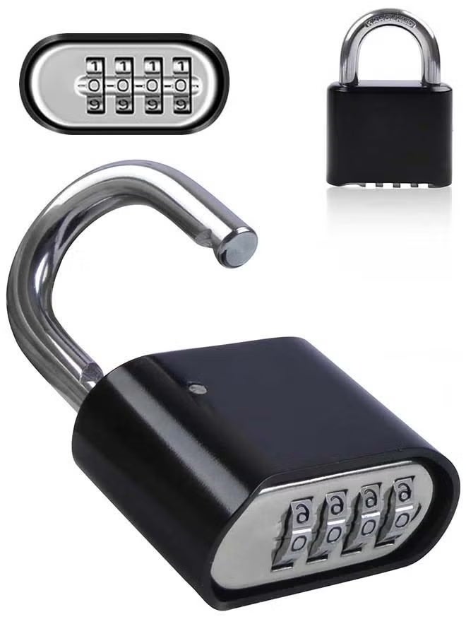 SKT Shiketro Combination Padlock - 4 Digit Code Padlock Heavy Duty Lock with Hardened Steel Shackle, Weatherproof Outdoor Pad Lock for Gym Locker, Hasp Storage, Shed, Fence, Gate (Black) - Image 1