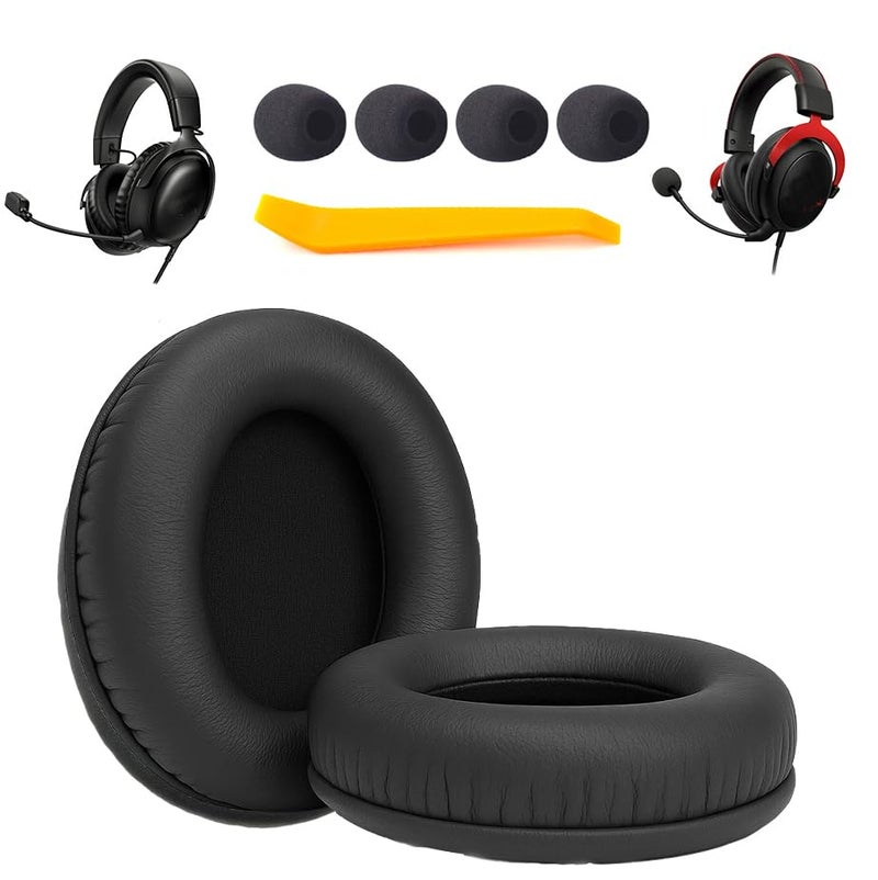 SEICHYGO Replacement EarPads Compatible with HyperX Cloud 123ProCoreAlphaAlpha SFlightStingerMixCloudX Headsets Soft Protein Leather Earpads 4pcs Bonus Mic Foam Covers Black - Image 1