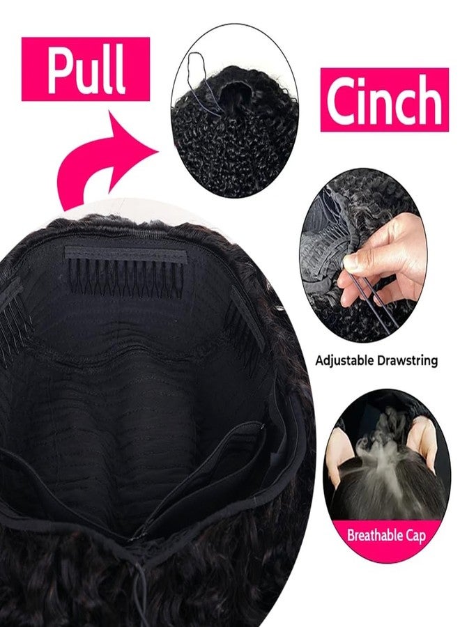 JYZ Half Wig Human Hair 300% Density 3 In 1 Seamless Flip Over Half Wig Invisible Hairline Glueless Wear and Go Beginner Friendly Curly Human Hair Wigs for Women 14 Inch - Image 5