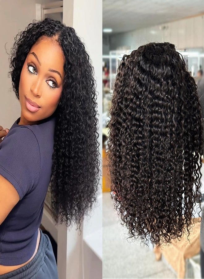 JYZ Half Wig Human Hair 300% Density 3 In 1 Seamless Flip Over Half Wig Invisible Hairline Glueless Wear and Go Beginner Friendly Curly Human Hair Wigs for Women 14 Inch - Image 2