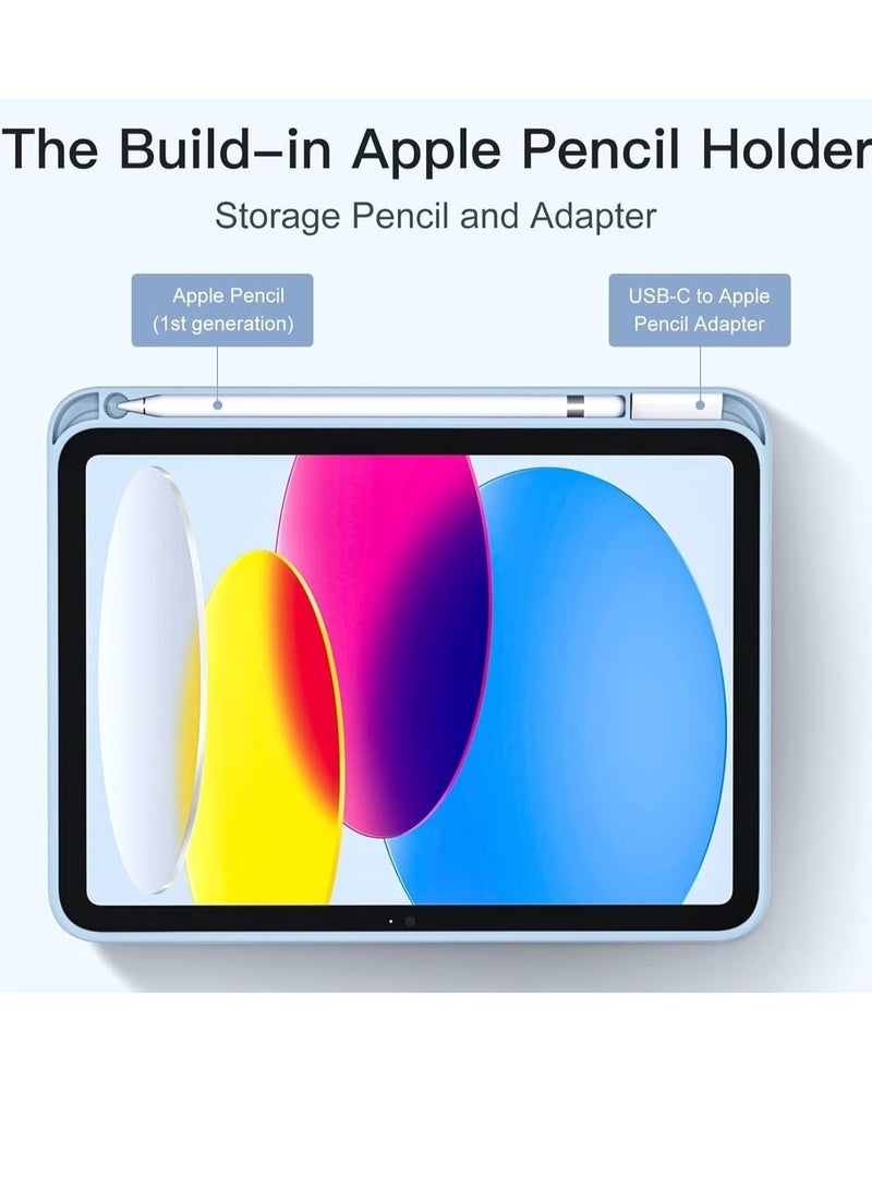 ELTRAZONE Slim Trifold Stand Case for iPad 10th Generation (10.9-Inch, 2022) – Shockproof Protective Cover with Pencil Holder, Auto Sleep/Wake, Soft TPU Back, Lightweight & Durable – Sky Blue - Image 2