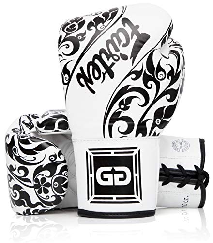 Fairtex Glory Training Gloves Premium Leather MMA Boxing Gloves Handmade in Thailand ShockAbsorbing Foam Padding Ideal for Kickboxing Sparring Competition White BGLG2 Laceup 10 oz - Image 1