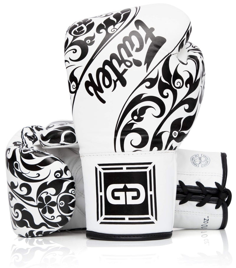 Fairtex Glory Training Gloves Premium Leather MMA Boxing Gloves Handmade in Thailand ShockAbsorbing Foam Padding Ideal for Kickboxing Sparring Competition White BGLG2 Laceup 10 oz - Image 2