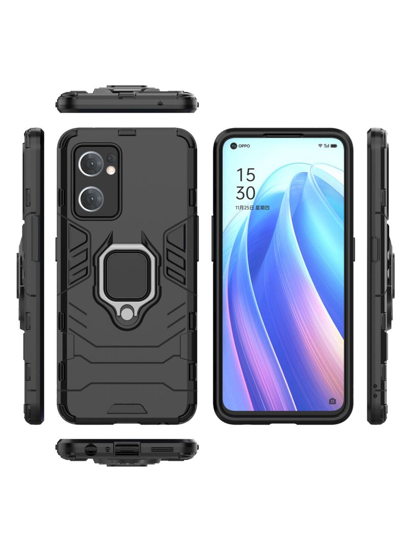 Black protective cover with ring bracket For Oppo - Image 2