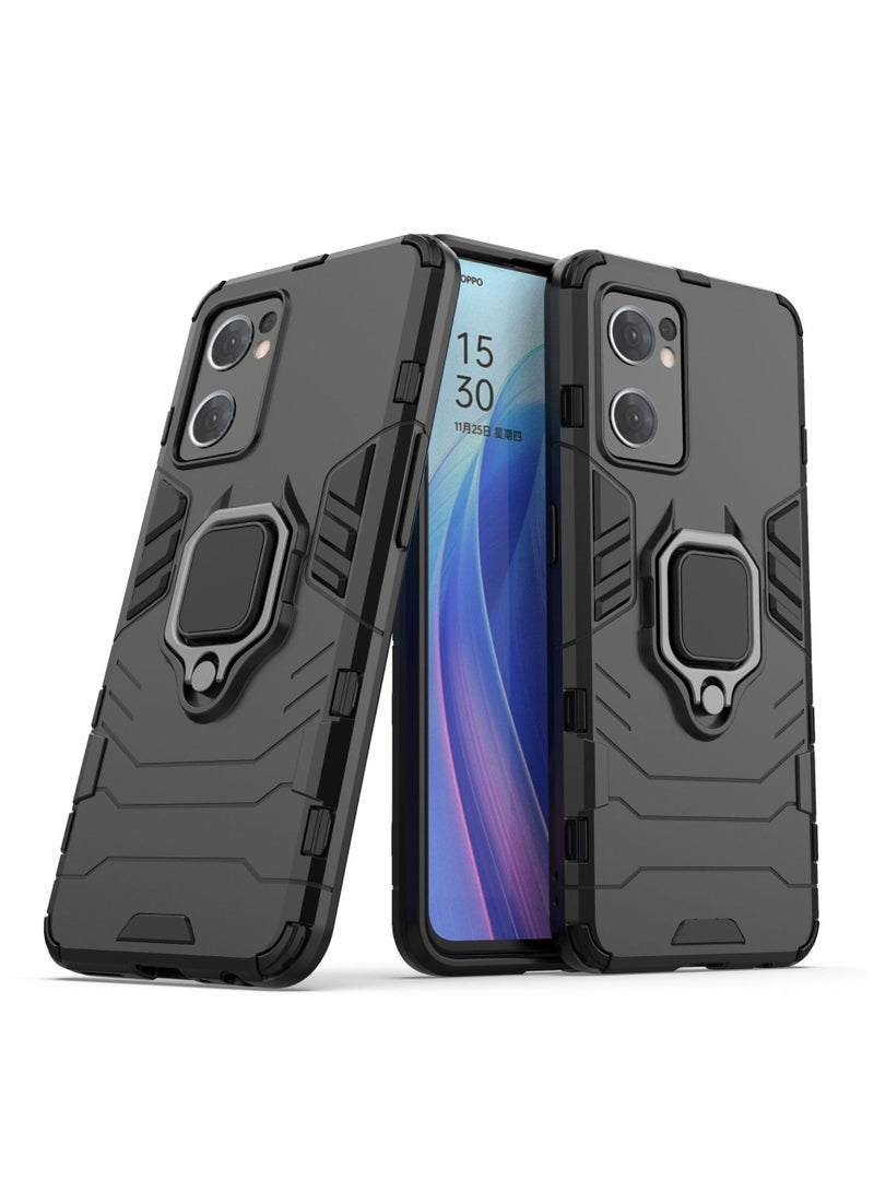 Black protective cover with ring bracket For Oppo - Image 1