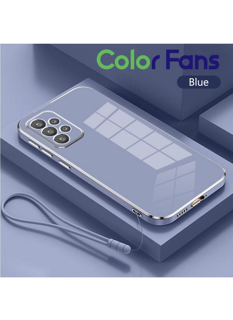 Color Fans Mobile Phone Case for Samsung A73 5G Electroplated Protective Case Gold-Blue 