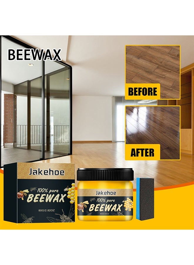 Jakehoe 100% Pure Beeswax, Wood Seasoning Beewax Natural Beewax Traditional Wood Wax, Beeswax Wood Polish, Natural Wood Conditioner, Multipurpose Beeswax Furniture Polish For Wood Cleaner And Polish Furniture Care, 80G - Image 2