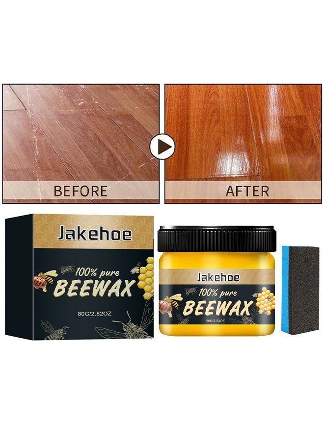 Jakehoe 100% Pure Beeswax, Wood Seasoning Beewax Natural Beewax Traditional Wood Wax, Beeswax Wood Polish, Natural Wood Conditioner, Multipurpose Beeswax Furniture Polish For Wood Cleaner And Polish Furniture Care, 80G - Image 1