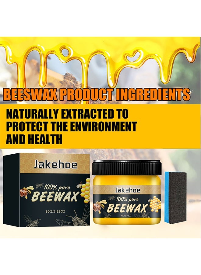 Jakehoe 100% Pure Beeswax, Wood Seasoning Beewax Natural Beewax Traditional Wood Wax, Beeswax Wood Polish, Natural Wood Conditioner, Multipurpose Beeswax Furniture Polish For Wood Cleaner And Polish Furniture Care, 80G - Image 3