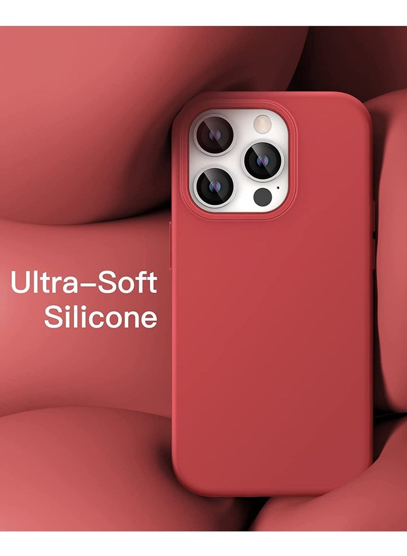 MUNTAQI Silicone Case for iPhone 14 Pro 6.1-Inch, Silky-Soft Touch Full-Body Protective Phone Case, Shockproof Cover with Microfiber Lining (Red) - Image 3