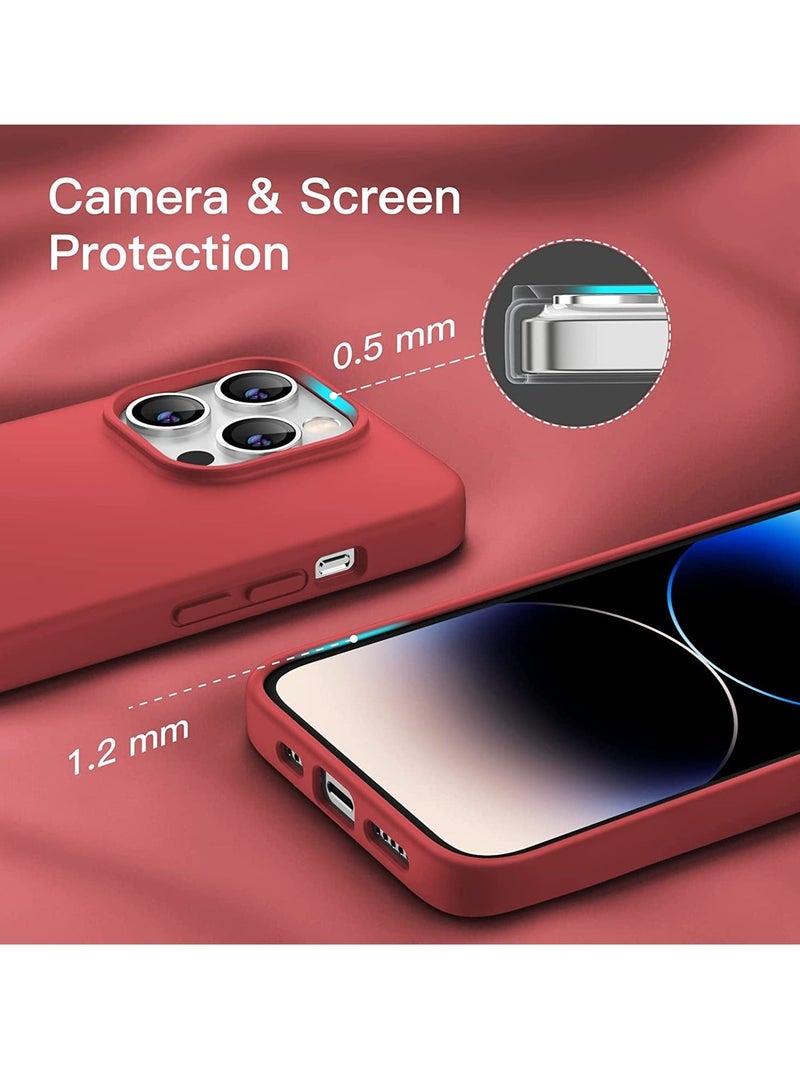 MUNTAQI Silicone Case for iPhone 14 Pro 6.1-Inch, Silky-Soft Touch Full-Body Protective Phone Case, Shockproof Cover with Microfiber Lining (Red) - Image 4
