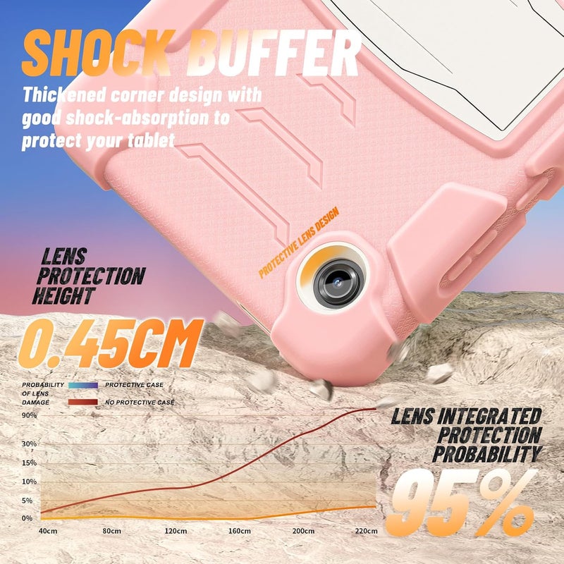 AVAKOT Case for Galaxy Tab A11 8.7 Inch 2025, Heavy Duty Rugged Full-Body Hybrid Shockproof Drop Protection Cover for Samsung Galaxy Tab A11 8.7 Inch 2025 Tablet (SM-X133 SM-X135) (Pink) - Image 5