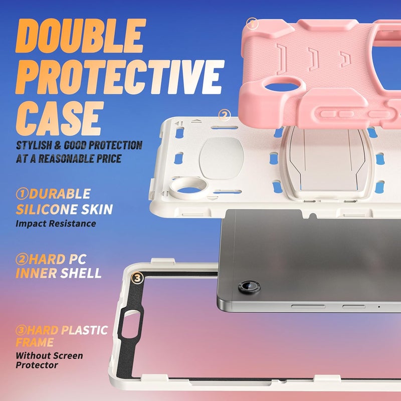 AVAKOT Case for Galaxy Tab A11 8.7 Inch 2025, Heavy Duty Rugged Full-Body Hybrid Shockproof Drop Protection Cover for Samsung Galaxy Tab A11 8.7 Inch 2025 Tablet (SM-X133 SM-X135) (Pink) - Image 4